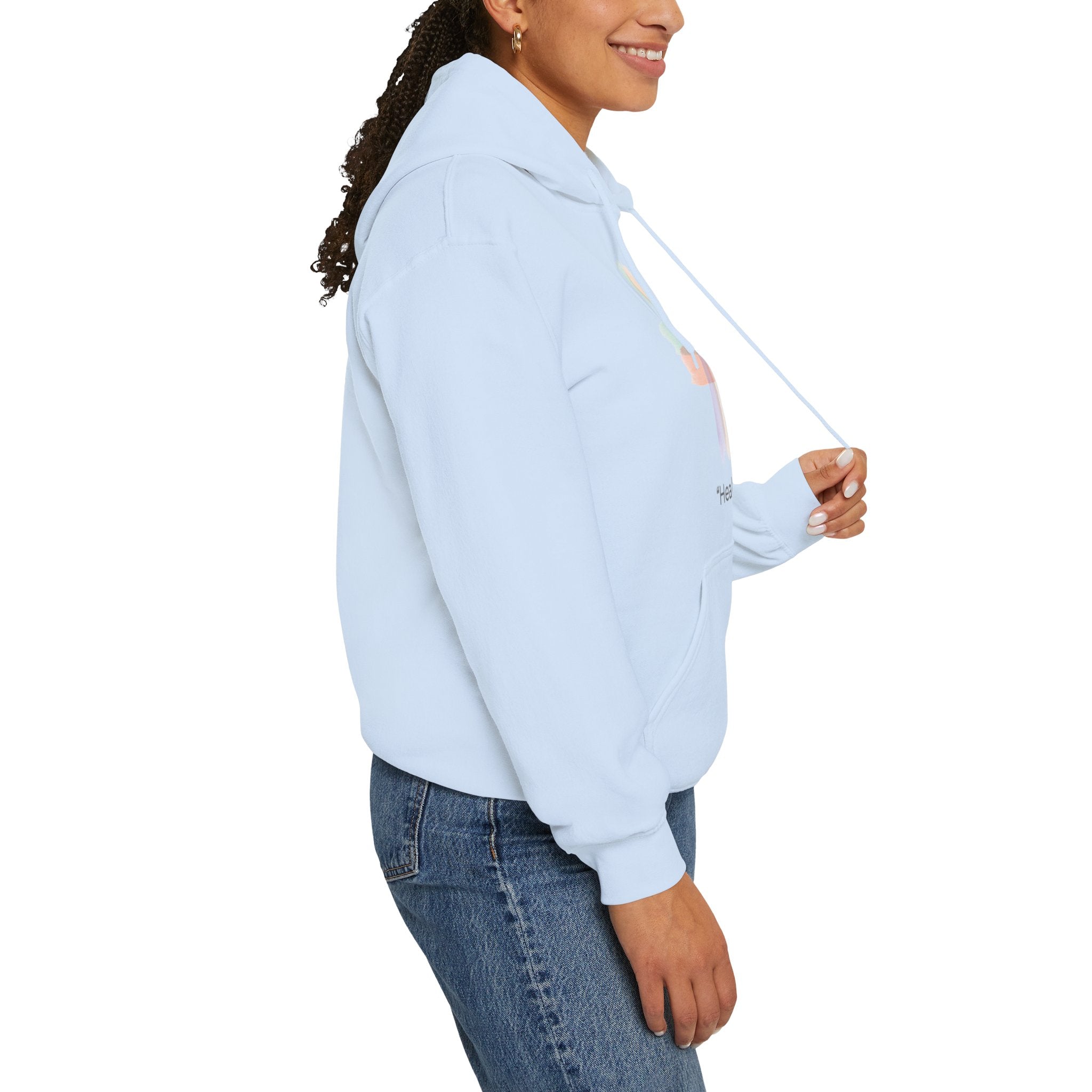 Health Symbol Hoodie – Minimal Pastel Cross & Leaf Wellness Graphic Hoodie