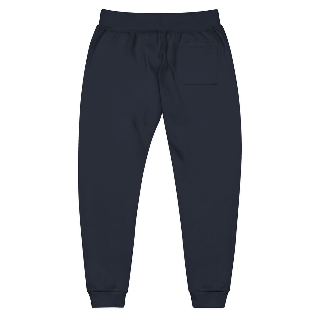 Embroidered Laurel Logo Sweatpants — White Fleece Joggers