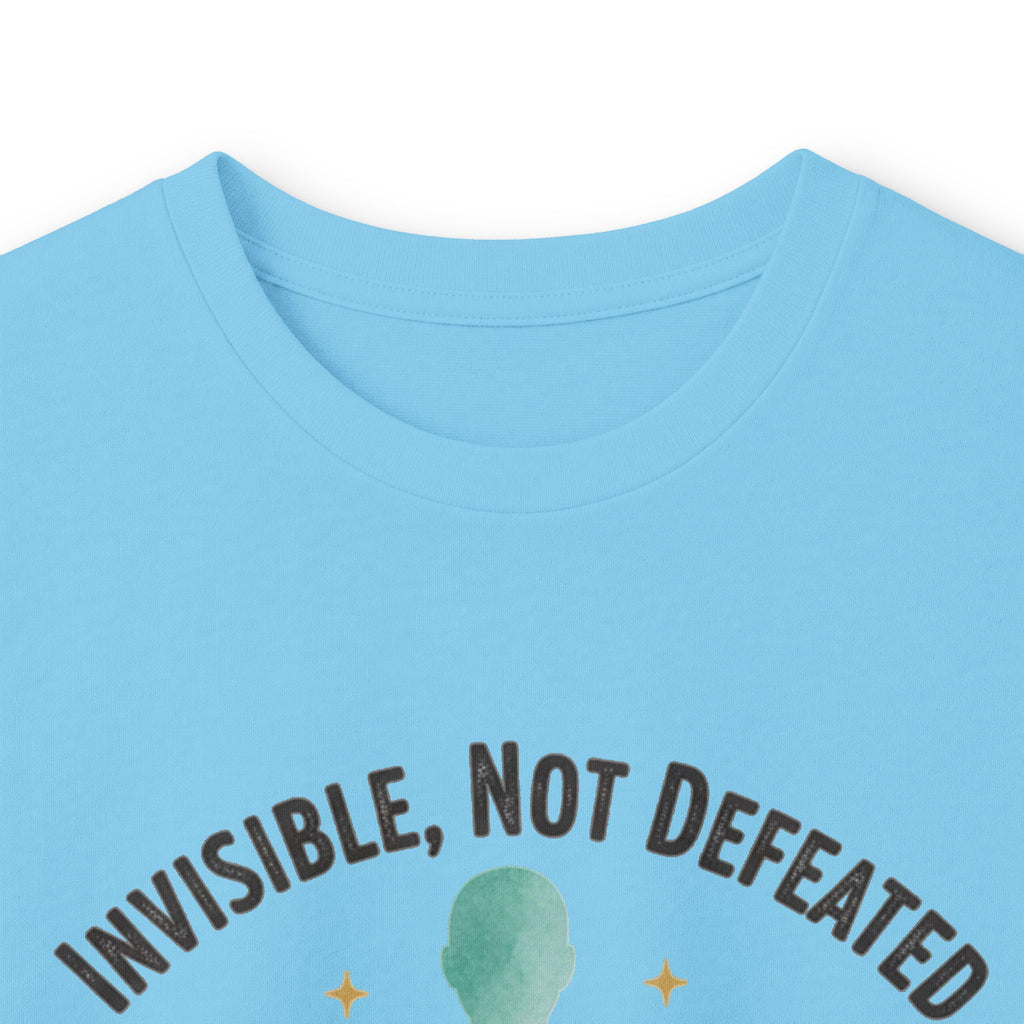 Invisible Not Defeated Long Sleeve Tee — Awareness Strength Graphic