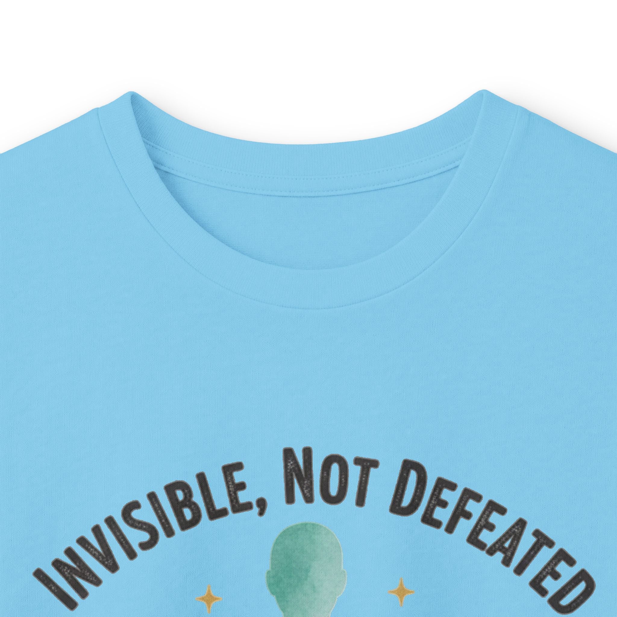 Invisible Not Defeated Long Sleeve Tee — Awareness Strength Graphic