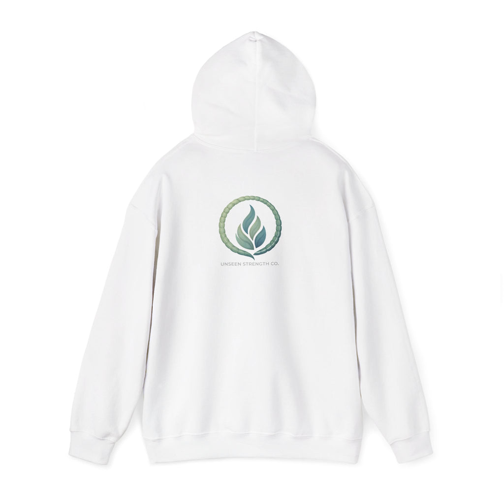 Health Symbol Hoodie – Minimal Pastel Cross & Leaf Wellness Graphic Hoodie