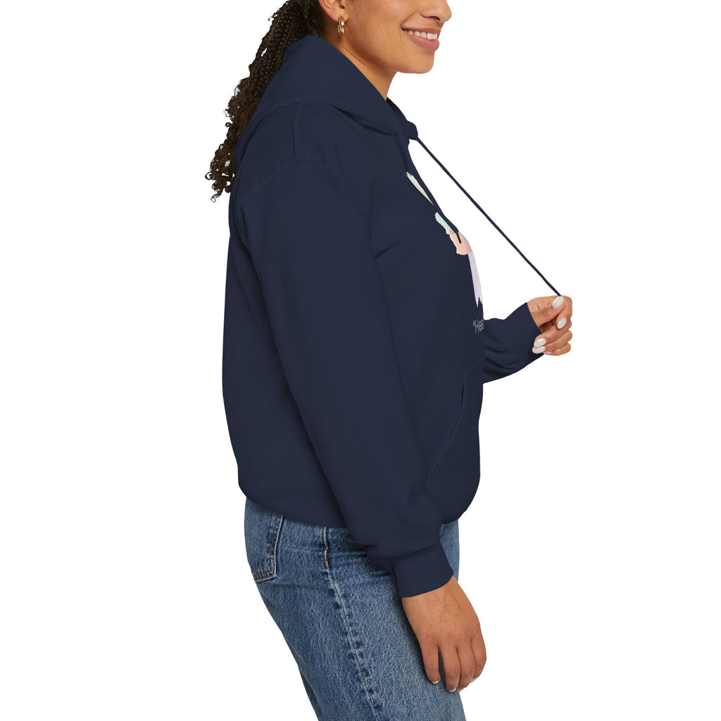 Health Symbol Hoodie – Minimal Pastel Cross & Leaf Wellness Graphic Hoodie