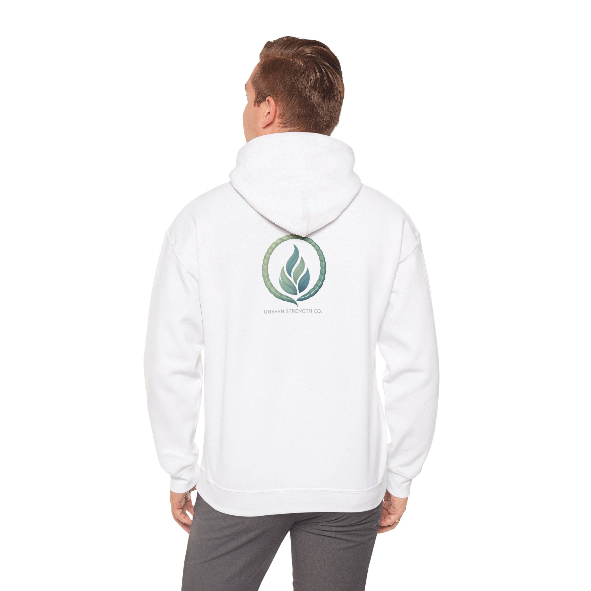 Health Symbol Hoodie – Minimal Pastel Cross & Leaf Wellness Graphic Hoodie