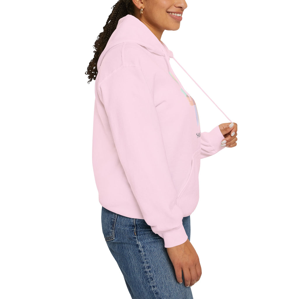 Health Symbol Hoodie – Minimal Pastel Cross & Leaf Wellness Graphic Hoodie