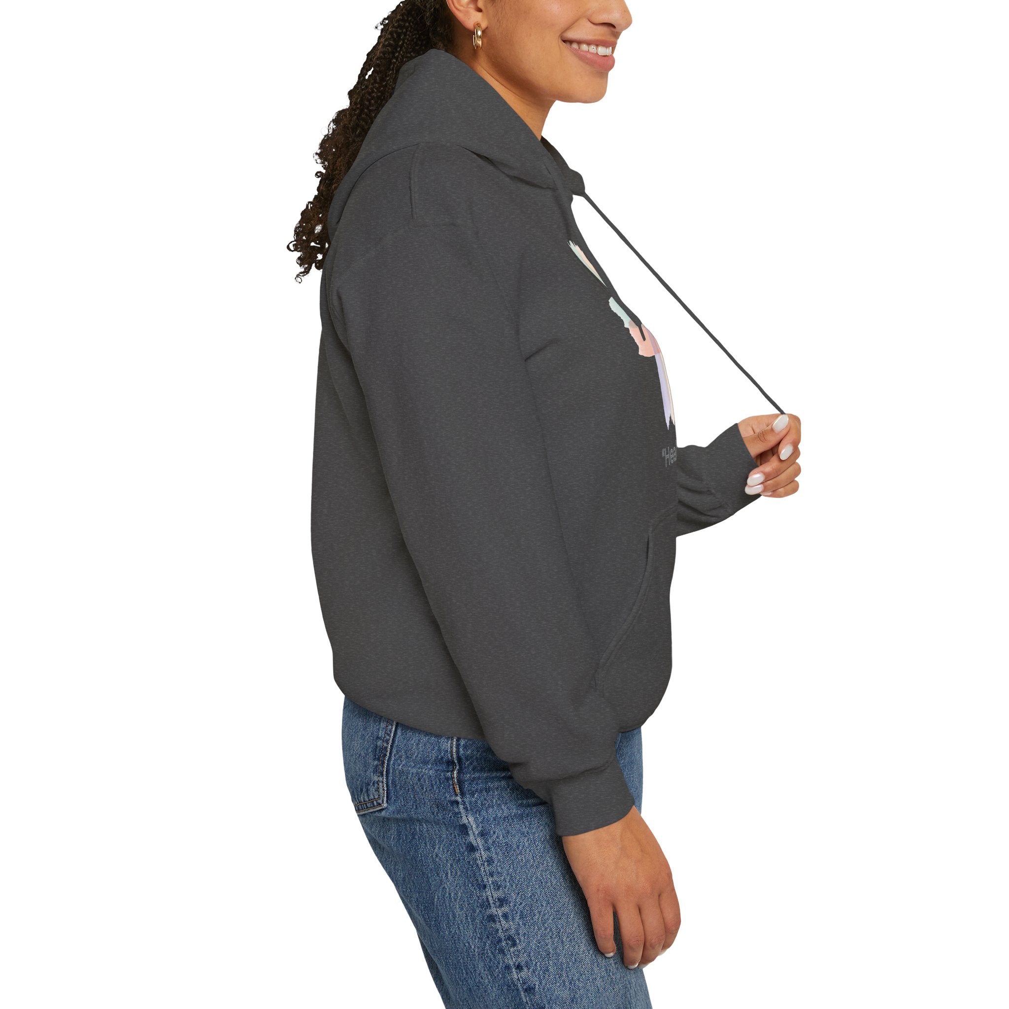 Health Symbol Hoodie – Minimal Pastel Cross & Leaf Wellness Graphic Hoodie
