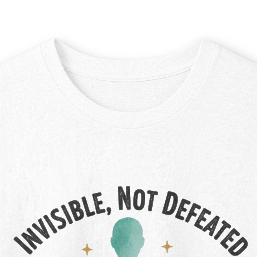 Invisible Not Defeated Long Sleeve Tee — Awareness Strength Graphic