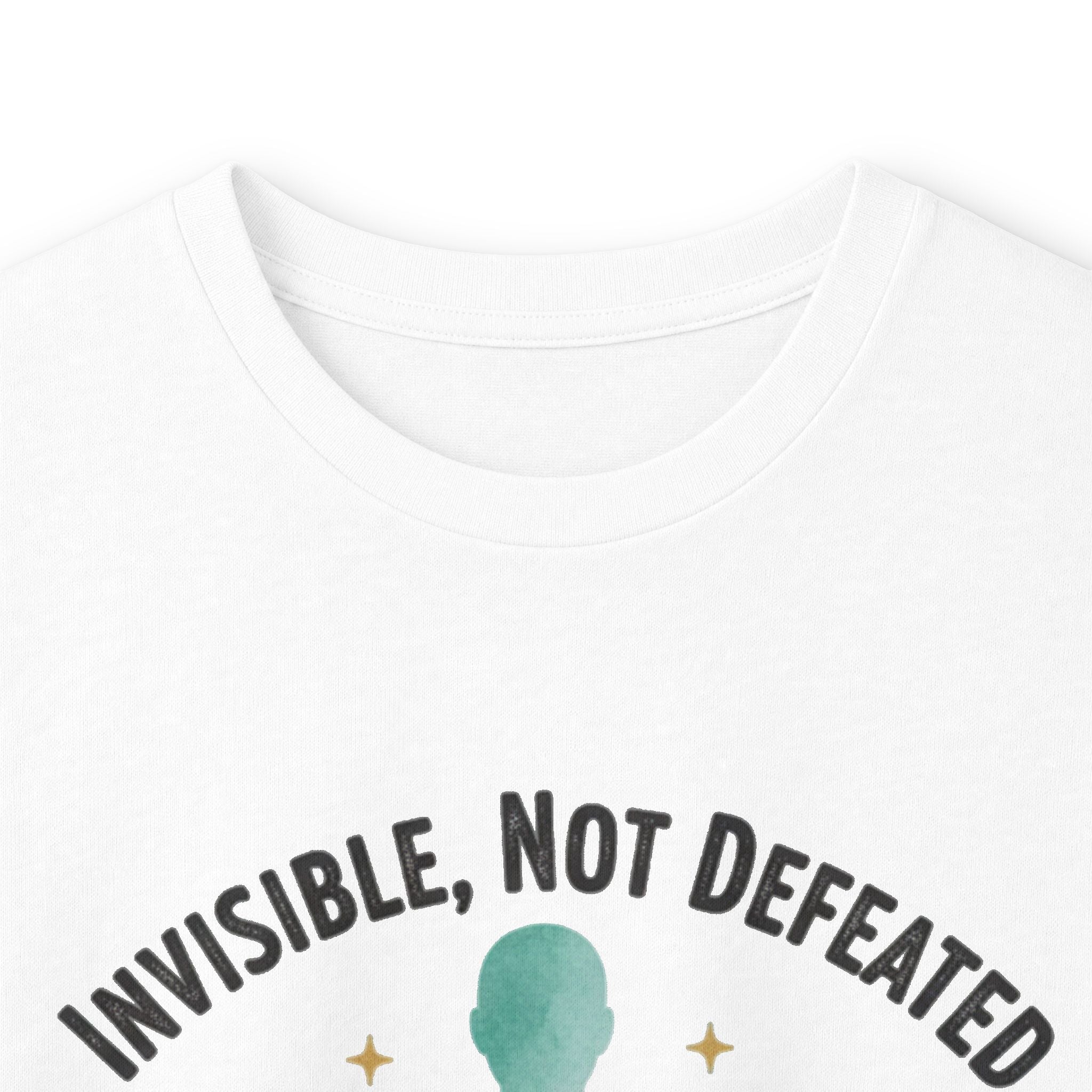 Invisible Not Defeated Long Sleeve Tee — Awareness Strength Graphic