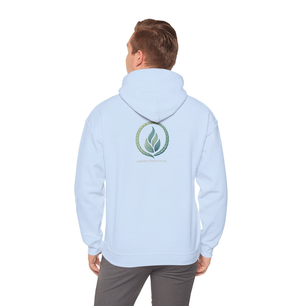 Health Symbol Hoodie – Minimal Pastel Cross & Leaf Wellness Graphic Hoodie