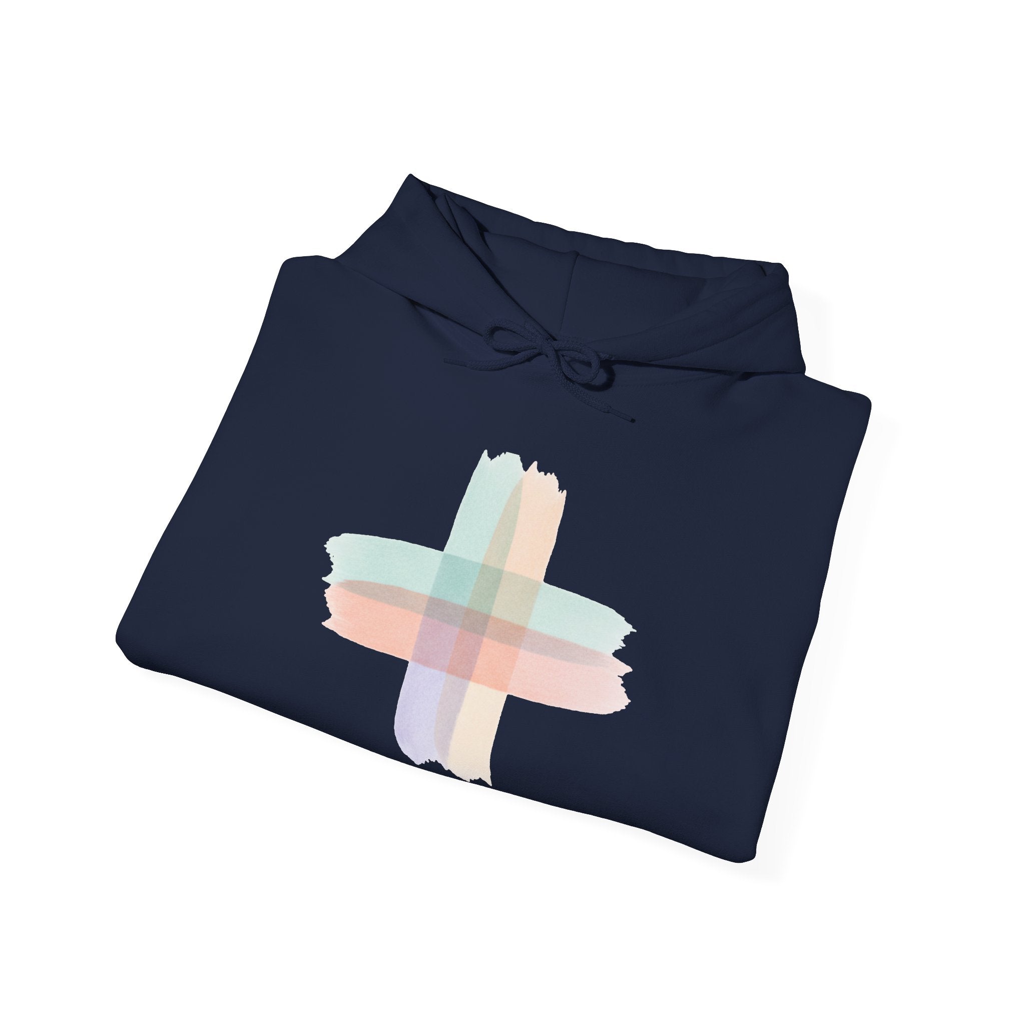 Health Symbol Hoodie – Minimal Pastel Cross & Leaf Wellness Graphic Hoodie