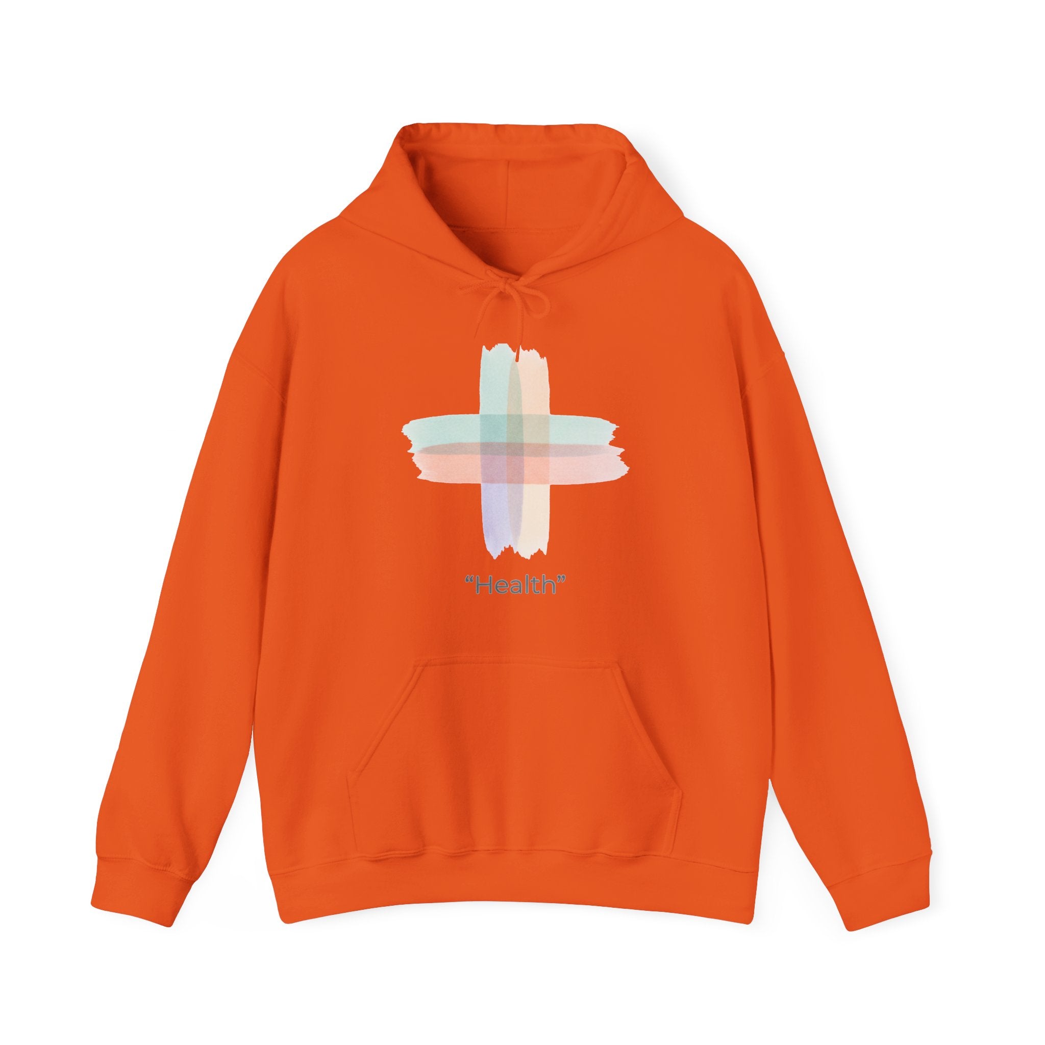 Health Symbol Hoodie – Minimal Pastel Cross & Leaf Wellness Graphic Hoodie