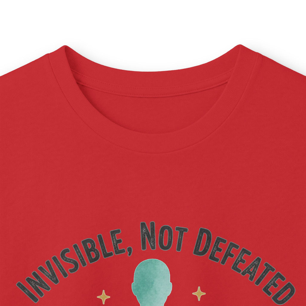 Invisible Not Defeated Long Sleeve Tee — Awareness Strength Graphic