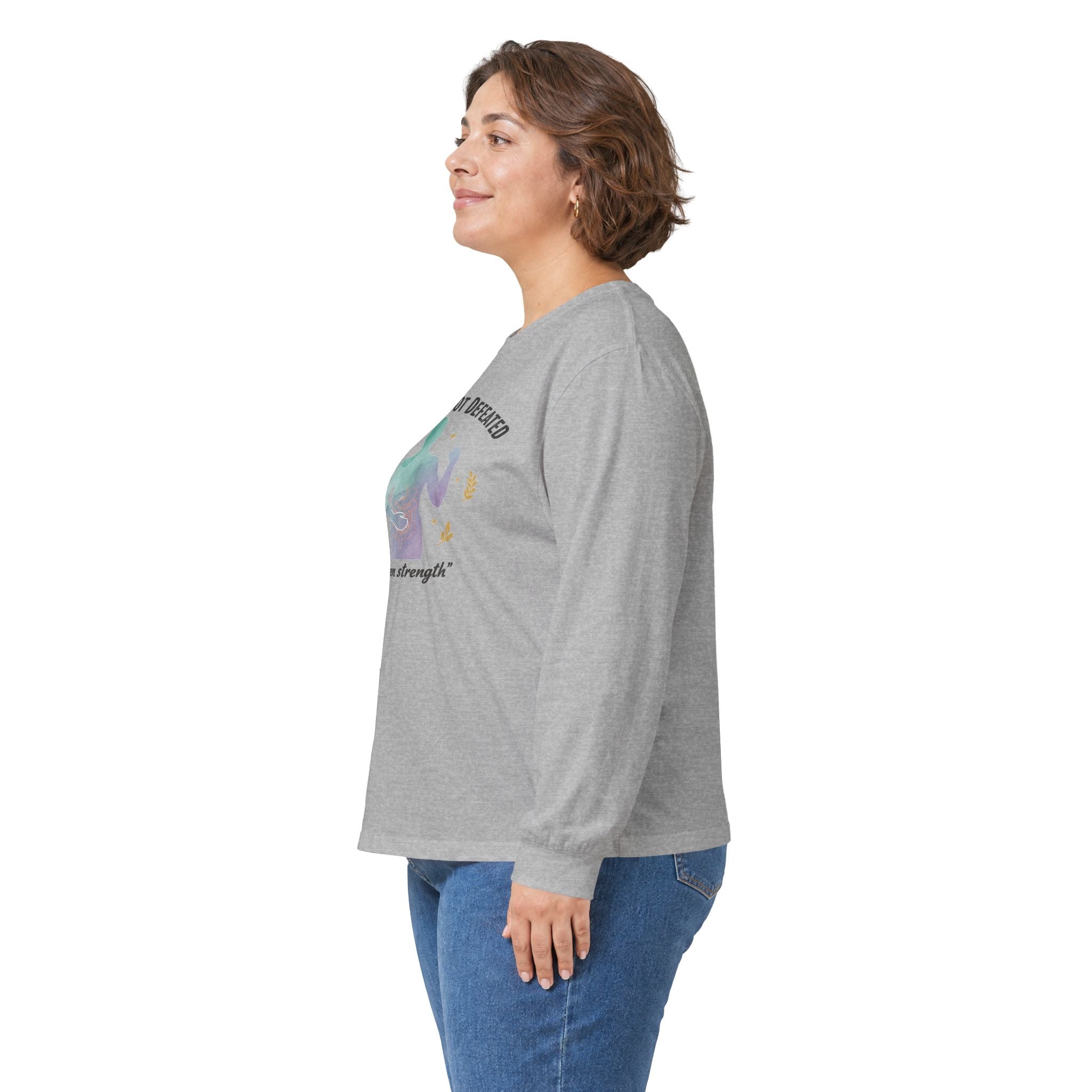 Invisible Not Defeated Long Sleeve Tee — Awareness Strength Graphic