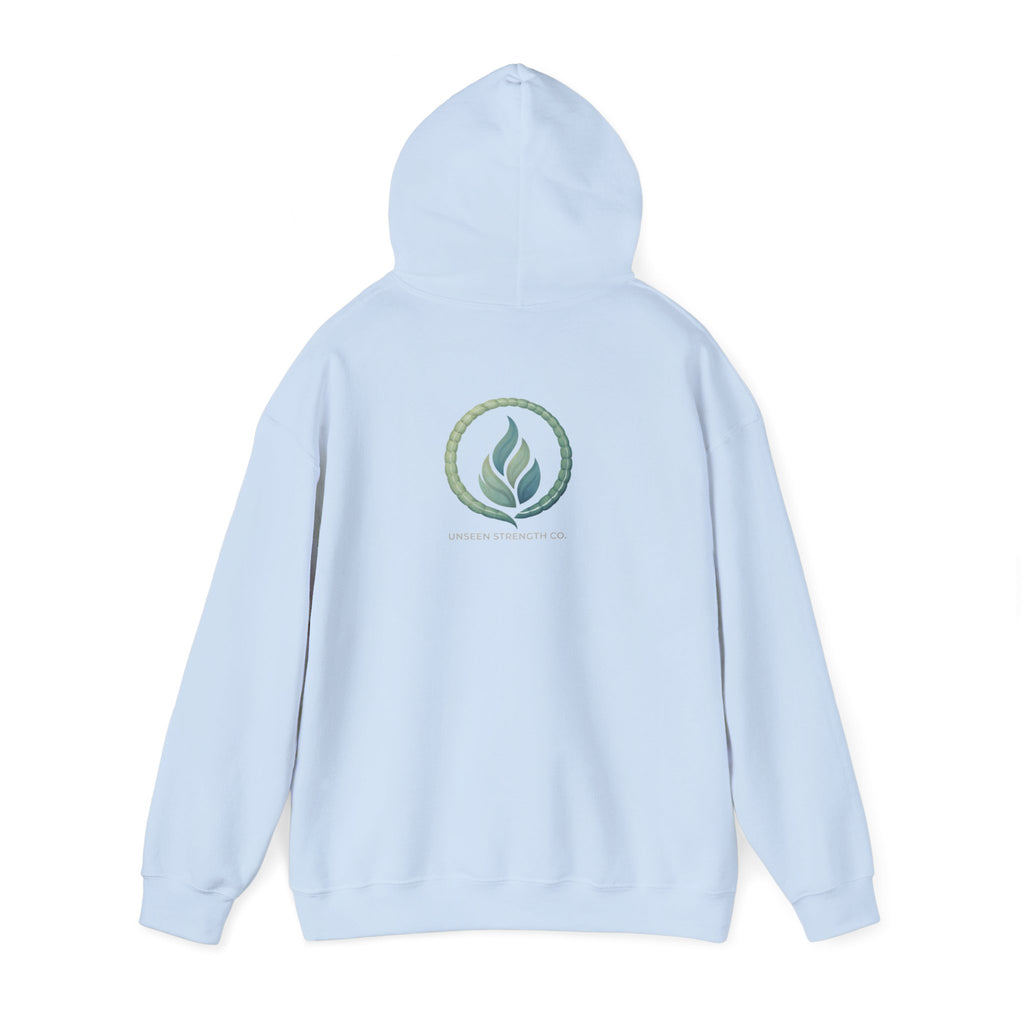 Health Symbol Hoodie – Minimal Pastel Cross & Leaf Wellness Graphic Hoodie
