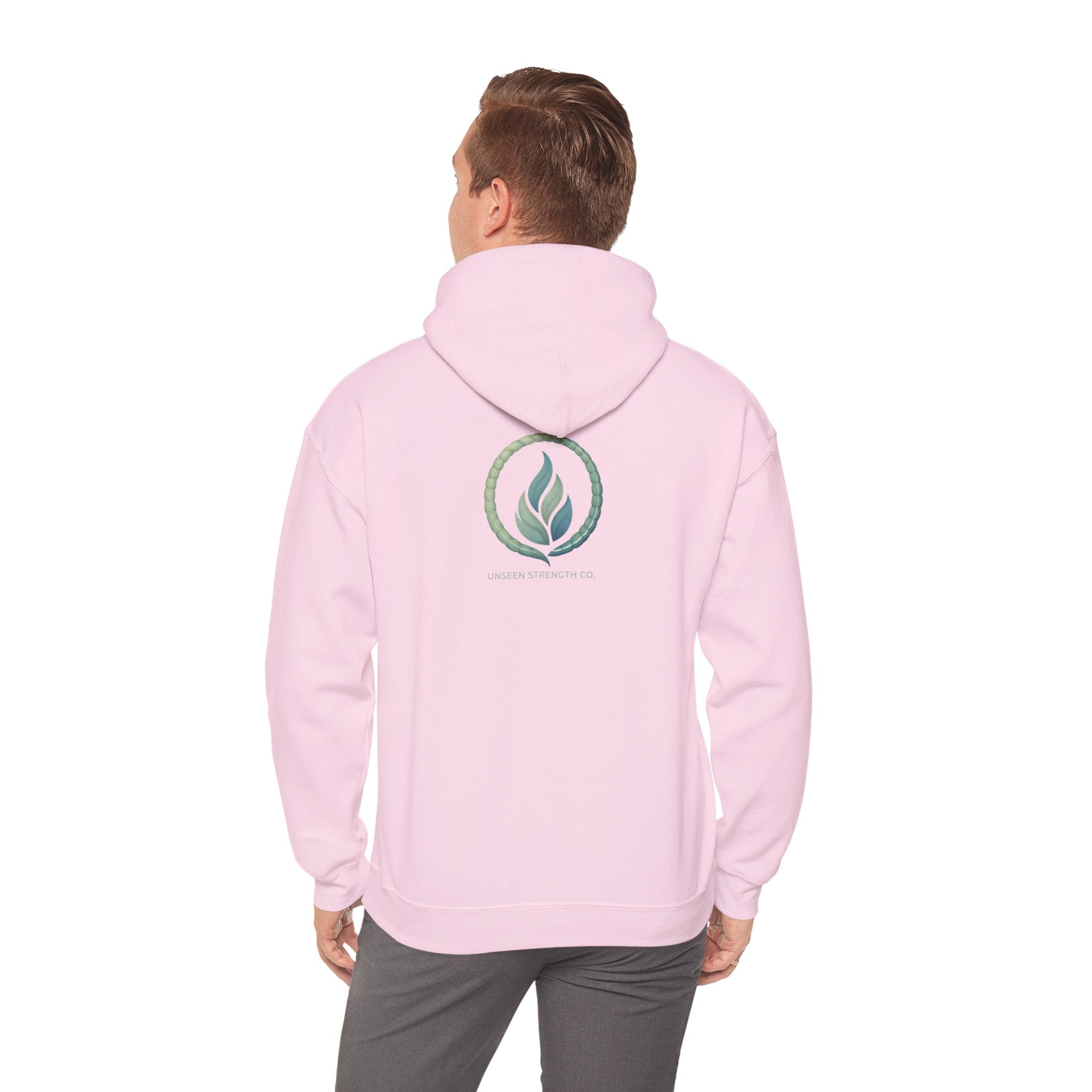 Health Symbol Hoodie – Minimal Pastel Cross & Leaf Wellness Graphic Hoodie