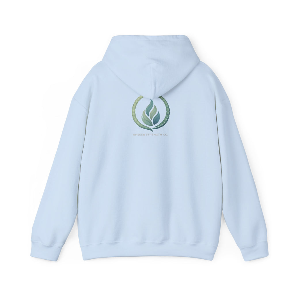 Health Symbol Hoodie – Minimal Pastel Cross & Leaf Wellness Graphic Hoodie