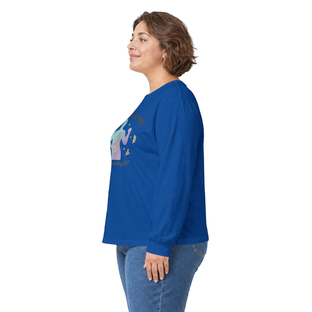 Invisible Not Defeated Long Sleeve Tee — Awareness Strength Graphic