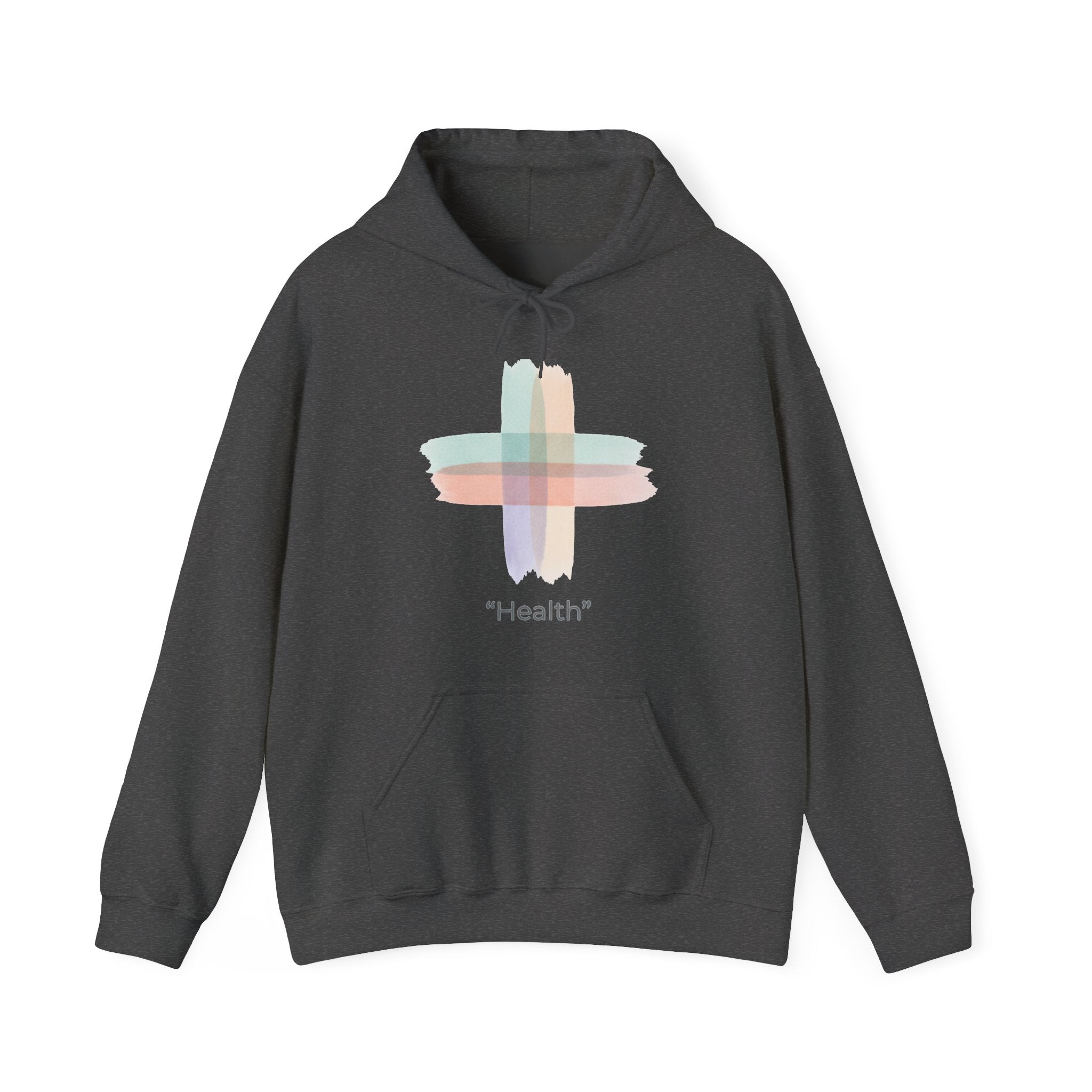 Health Symbol Hoodie – Minimal Pastel Cross & Leaf Wellness Graphic Hoodie