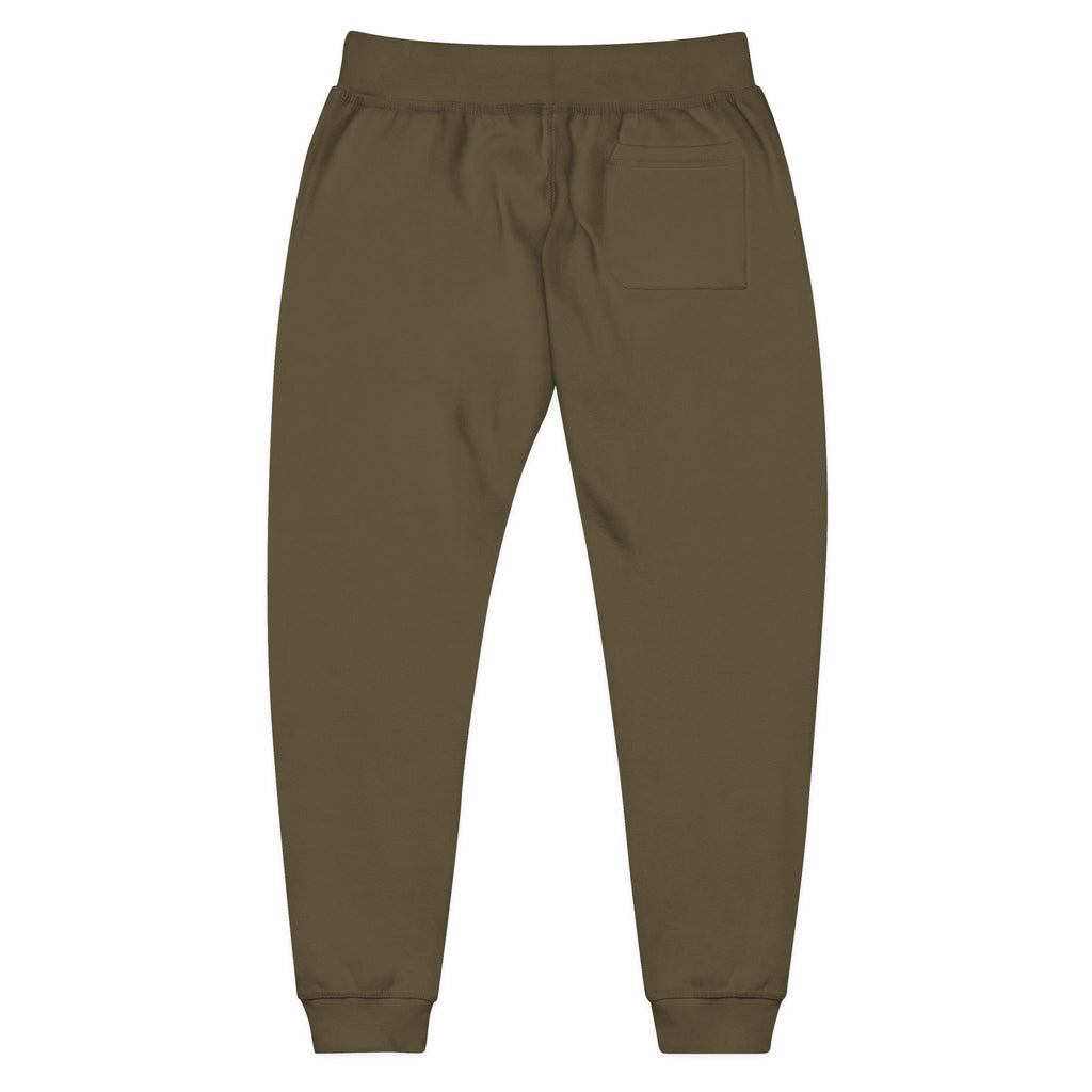 Embroidered Laurel Logo Sweatpants — White Fleece Joggers