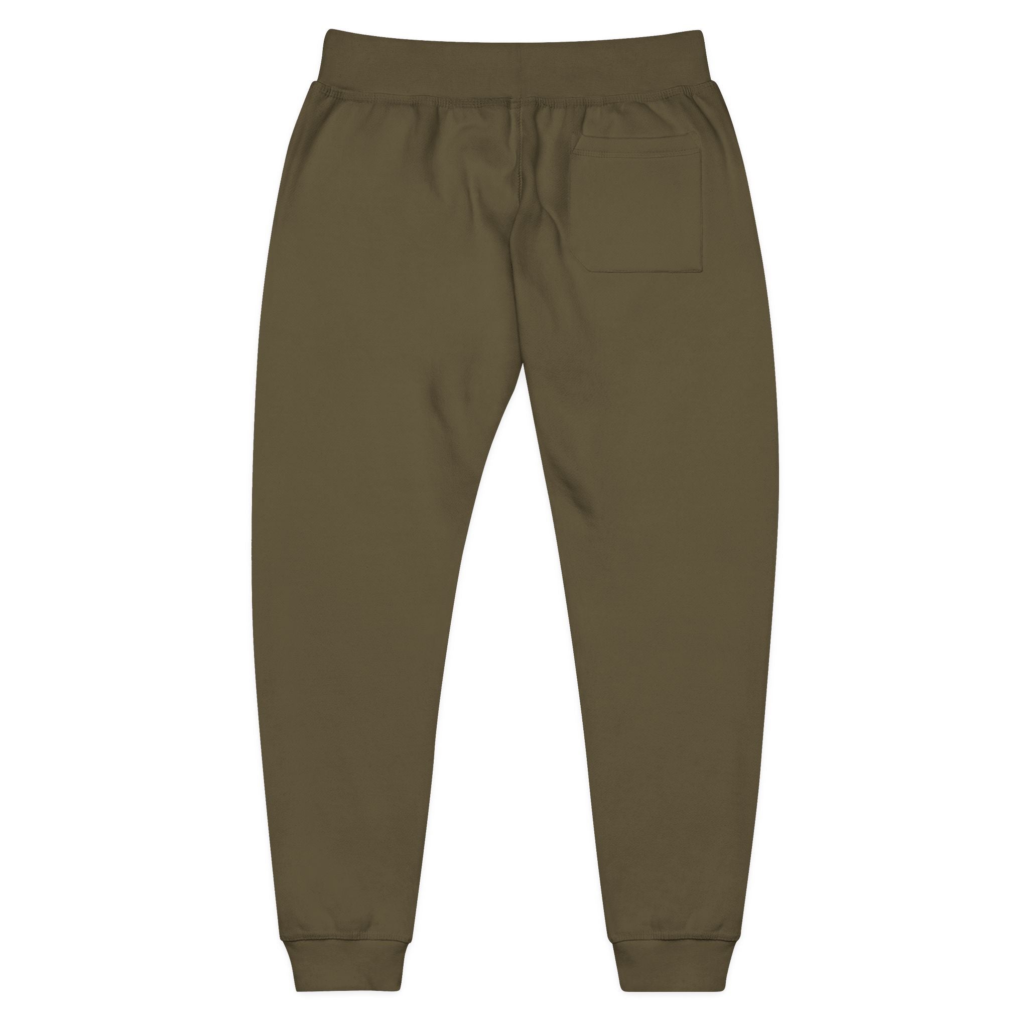 Embroidered Laurel Logo Sweatpants — White Fleece Joggers