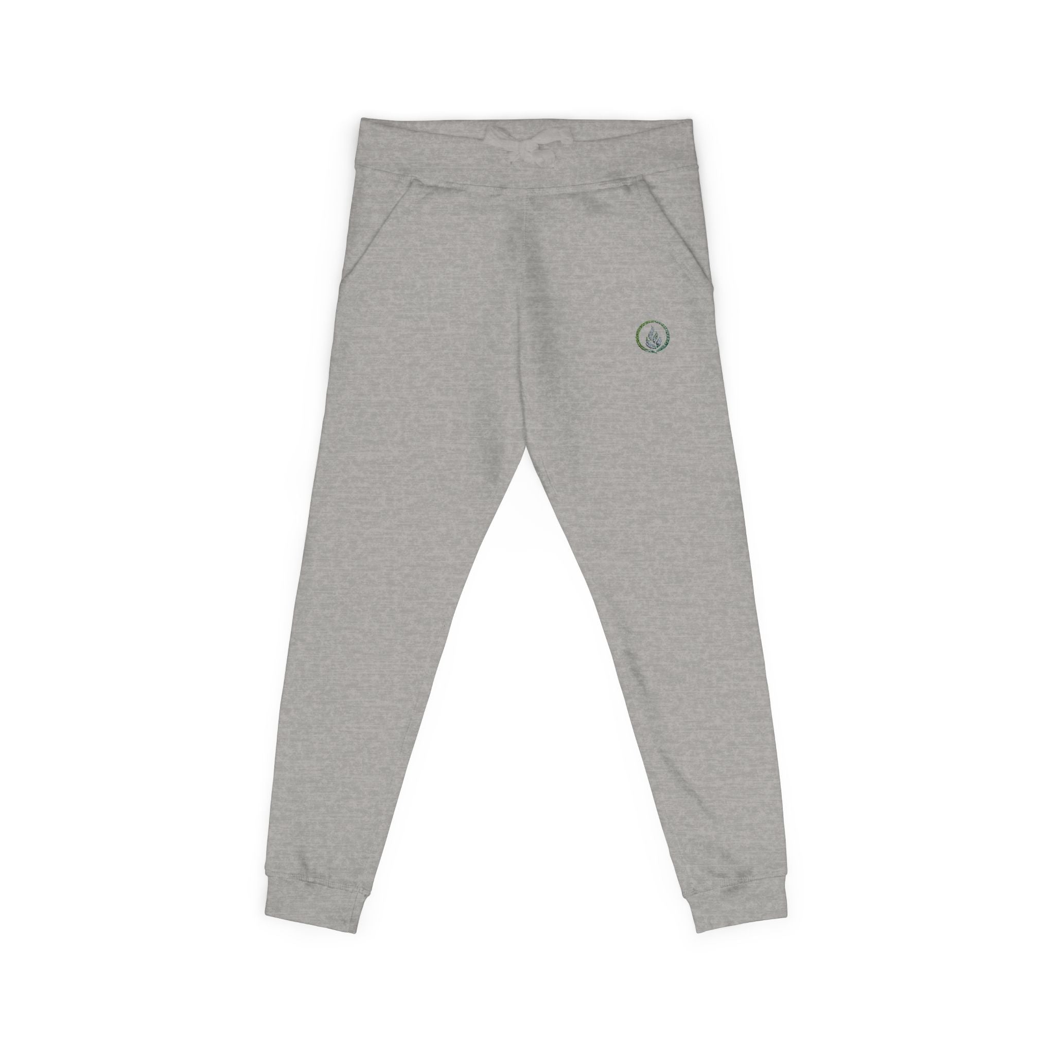 Embroidered Laurel Logo Sweatpants — White Fleece Joggers