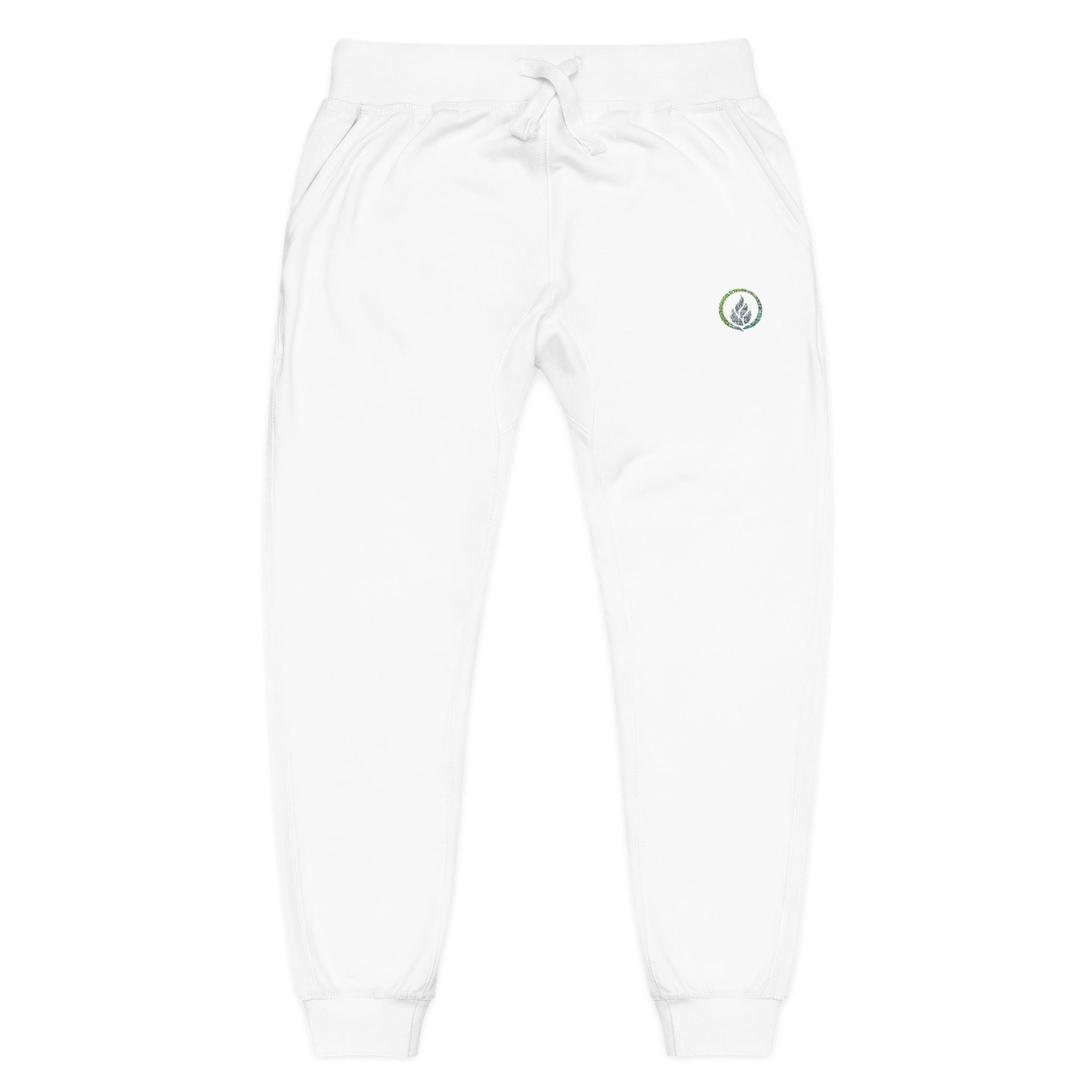 Bestickte Laurel-Logo-Sweatpants – Weiße Fleece-Jogginghose