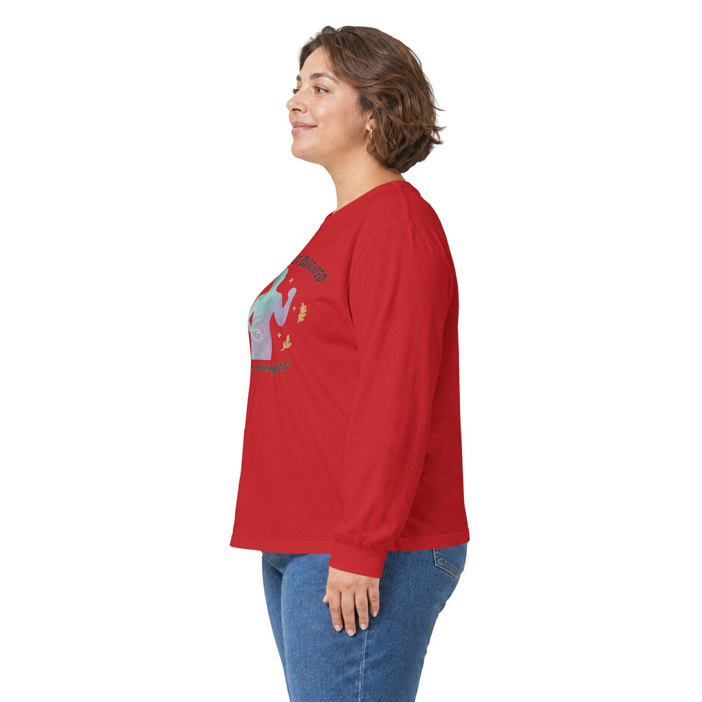Invisible Not Defeated Long Sleeve Tee — Awareness Strength Graphic