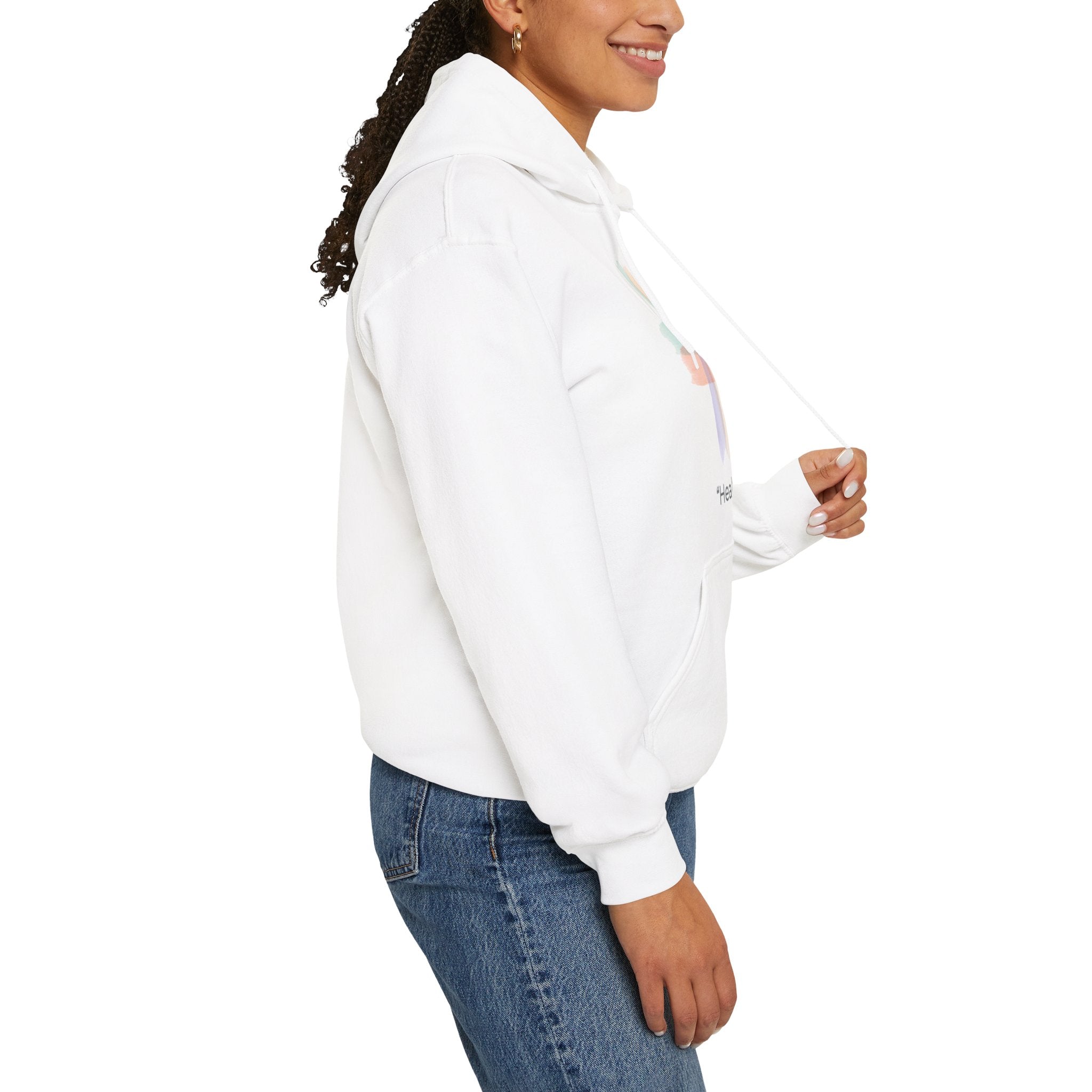 Health Symbol Hoodie – Minimal Pastel Cross & Leaf Wellness Graphic Hoodie