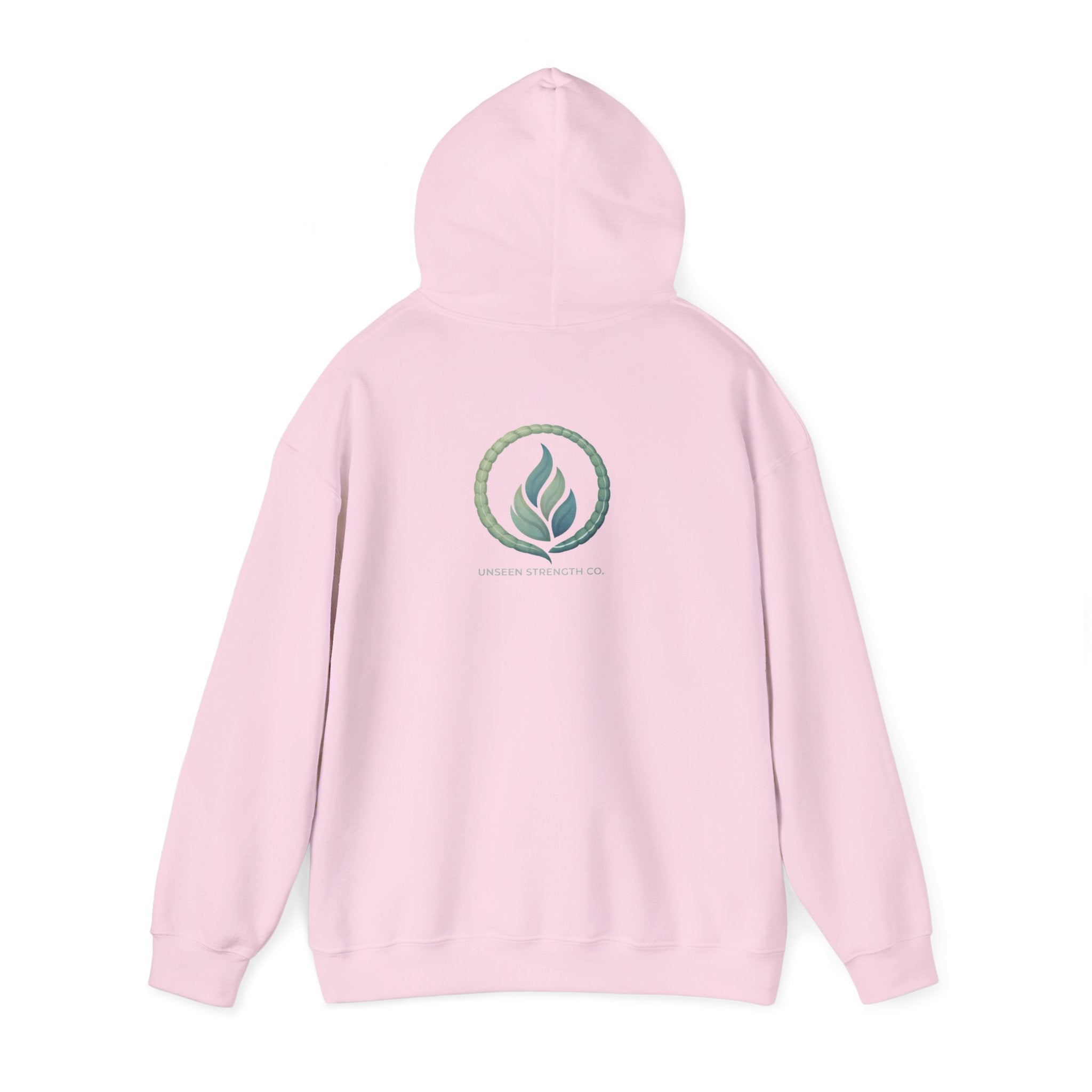 Health Symbol Hoodie – Minimal Pastel Cross & Leaf Wellness Graphic Hoodie
