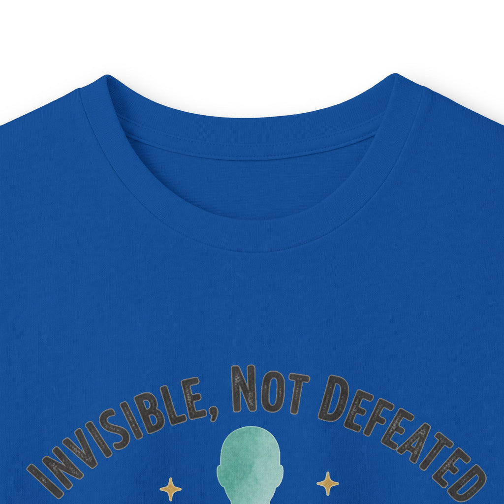 Invisible Not Defeated Long Sleeve Tee — Awareness Strength Graphic
