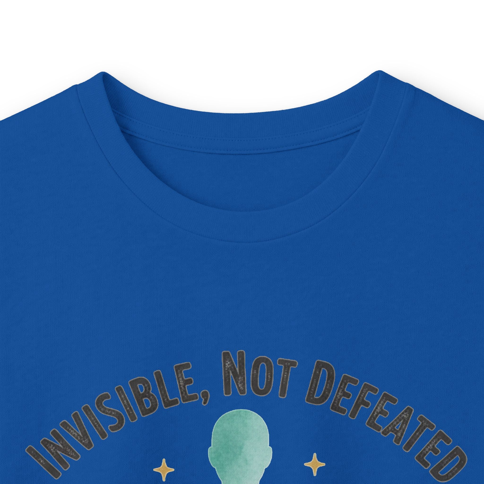 Invisible Not Defeated Long Sleeve Tee — Awareness Strength Graphic
