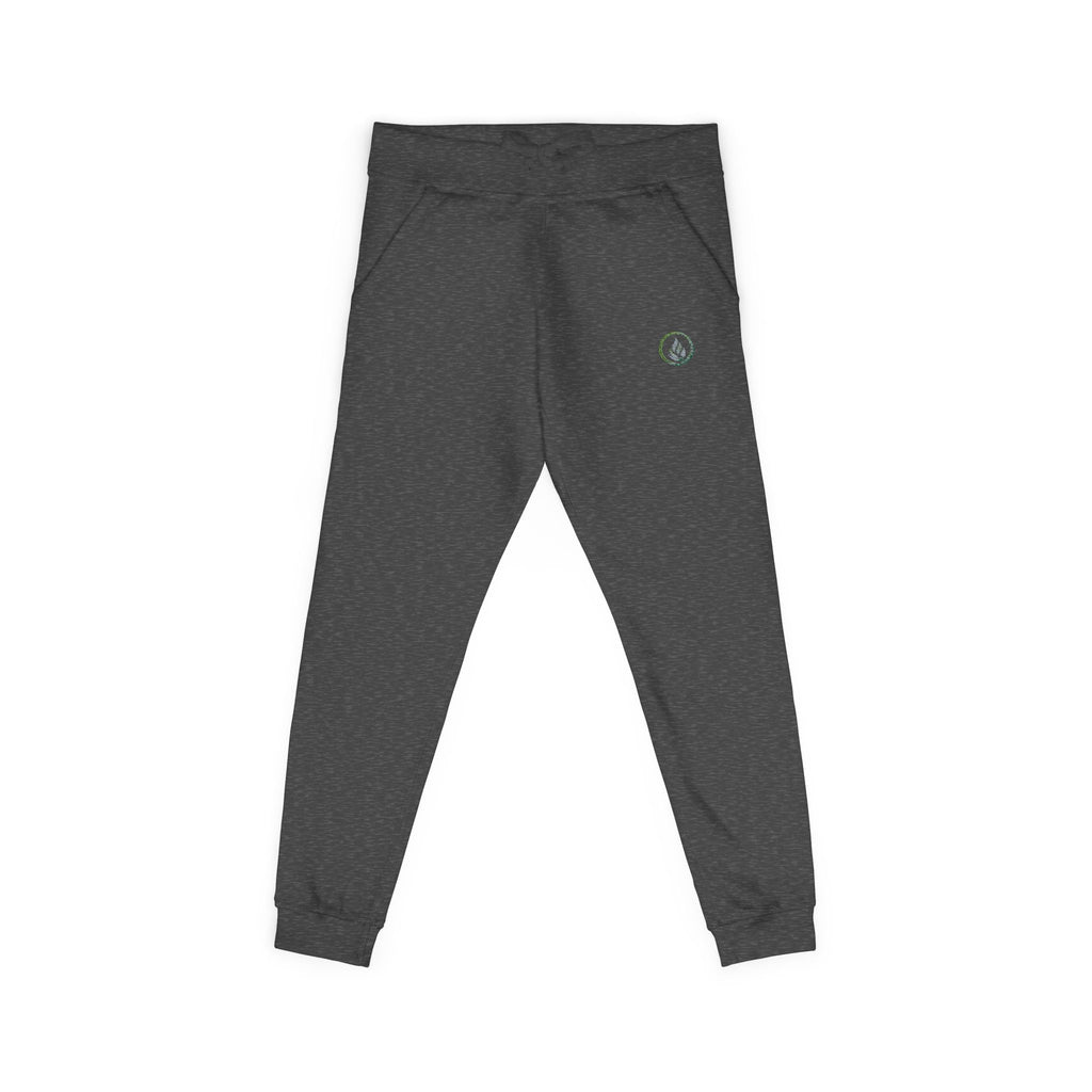 Embroidered Laurel Logo Sweatpants — White Fleece Joggers