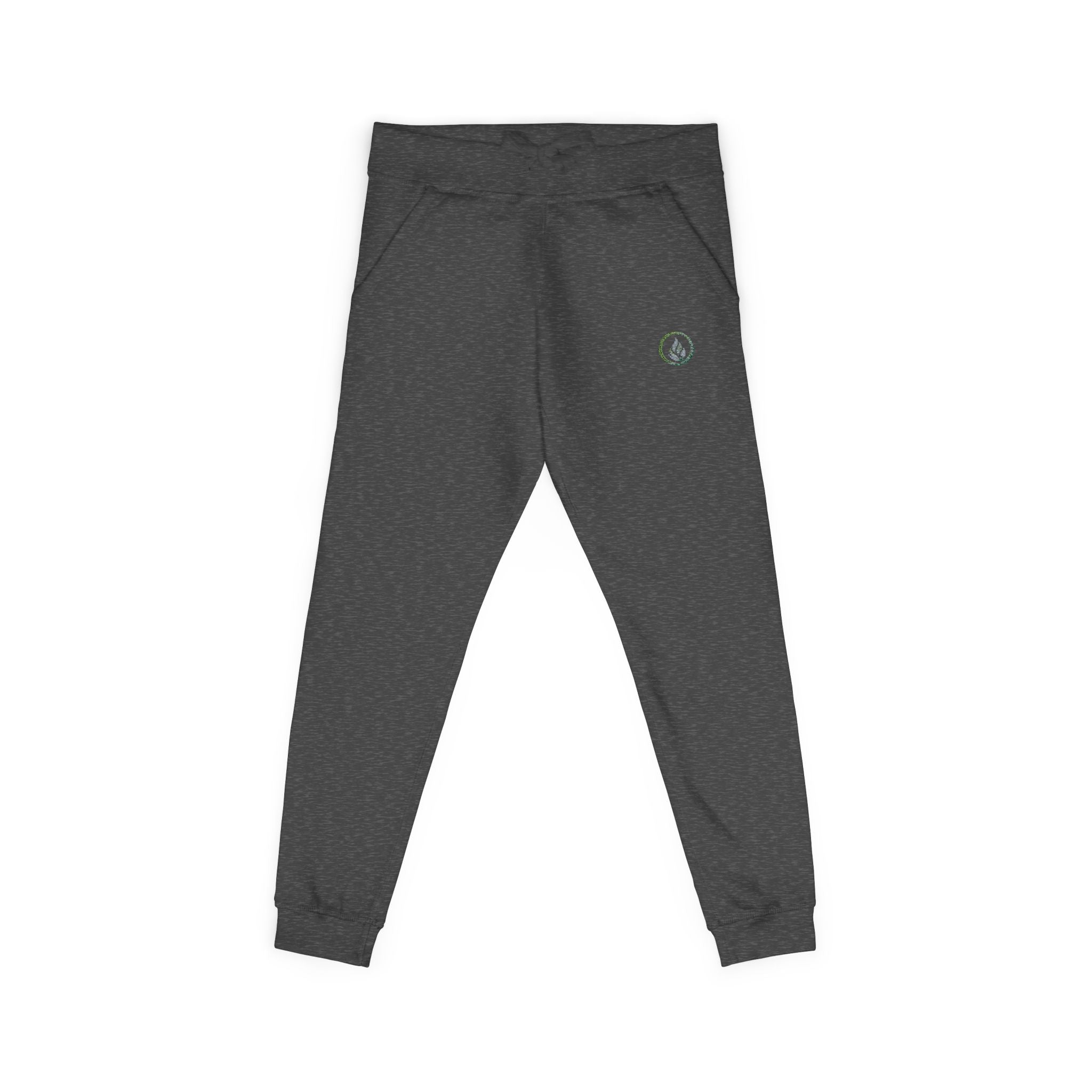 Embroidered Laurel Logo Sweatpants — White Fleece Joggers