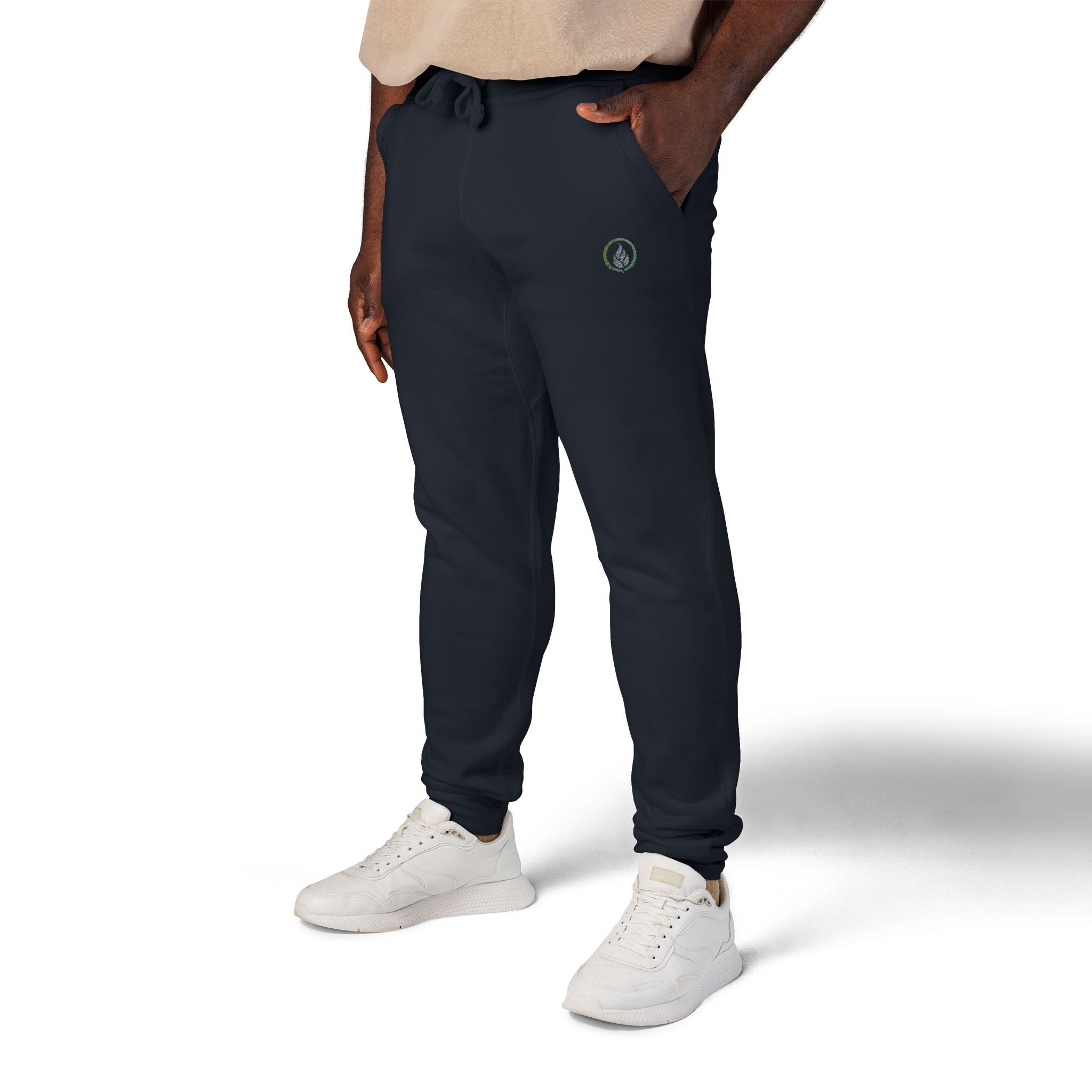 Bestickte Laurel-Logo-Sweatpants – Weiße Fleece-Jogginghose